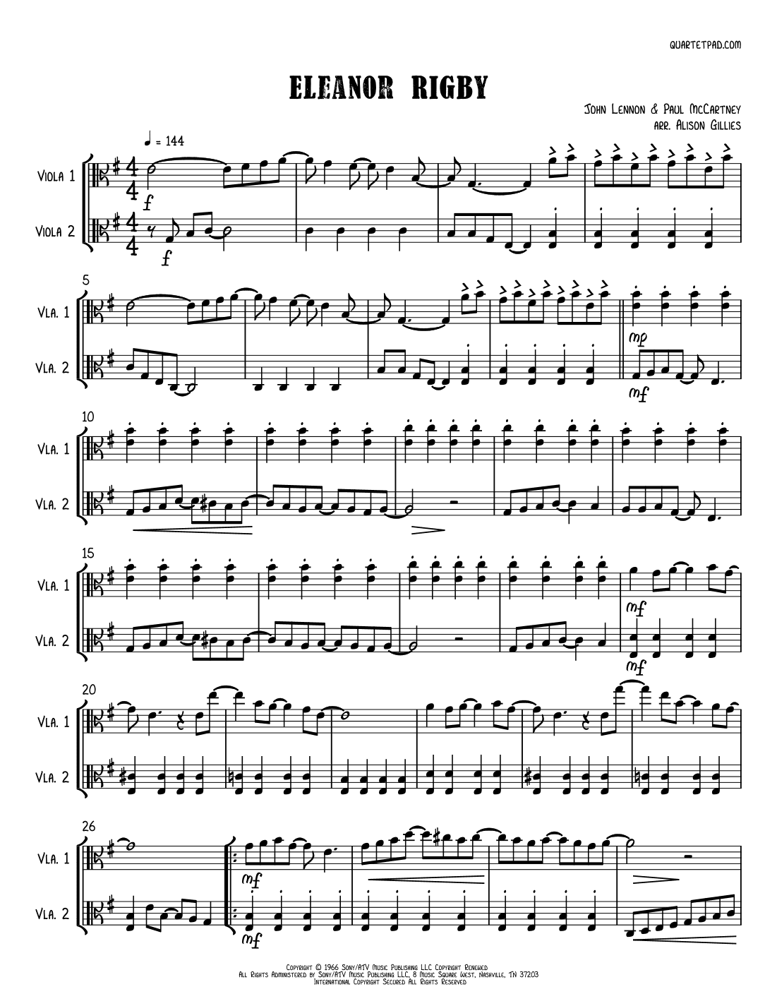 Eleanor Rigby (arr. Alison Gillies)