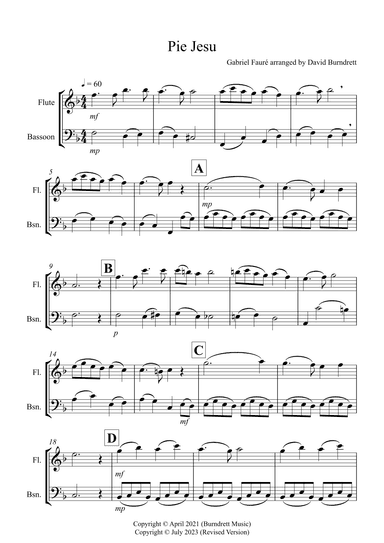 Pie Jesu (from Requiem) for Flute and Bassoon Duet (arr. David Burndrett)