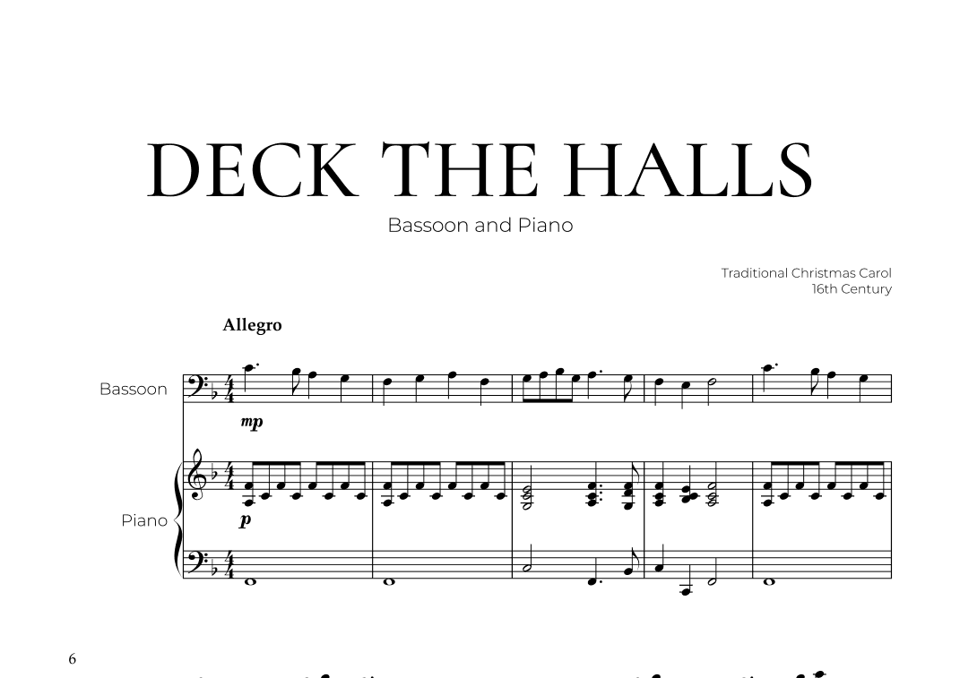 Deck The Halls (Bassoon and Piano) - Christmas Carol (arr. Pedro Merendi)