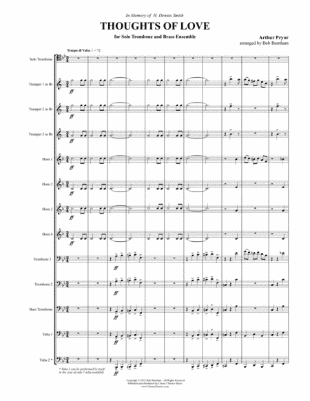 Thoughts of Love for Trombone solo & 12-part Brass Ensemble (arr. Burnham, Bob)