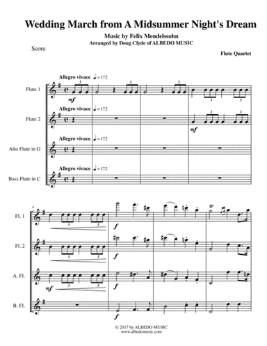 Mendelssohn Wedding March from A Midsummer Night's Dream for Flute Quartet (arr. Doug Clyde)