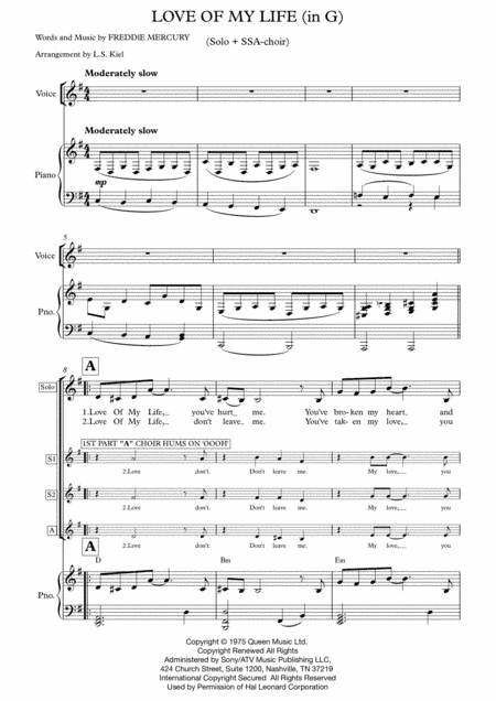 Love Of My Life (arr. L.S. Kiel)