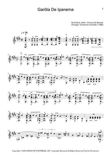 Garôta De Ipanema (arr. Guilherme Facchetti)