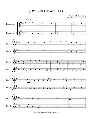 JOY TO THE WORLD (arr. Francois Couture)