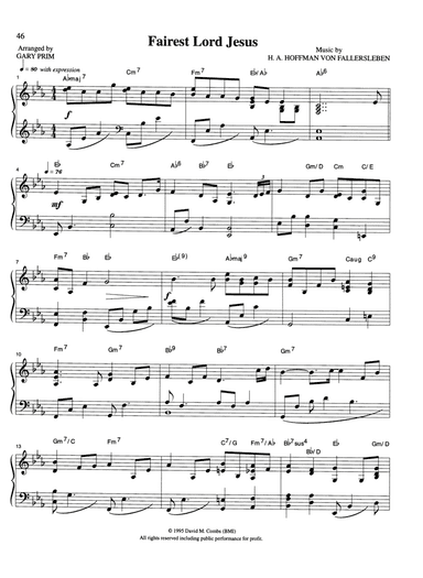 Fairest Lord Jesus (arr. Gary Prim)