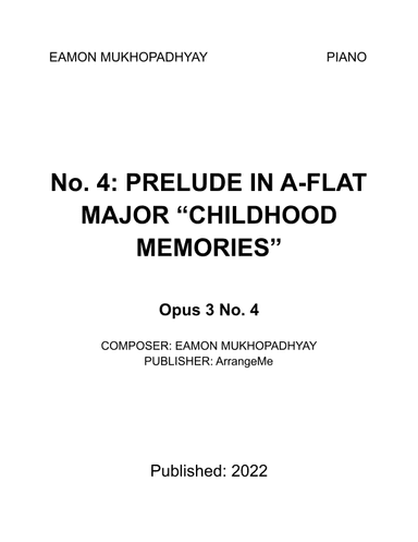 Prelude No. 4 in A-Flat Major "Childhood Memories" - Opus 3 Number 4