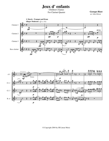 Bizet - Children's Games for Clarinet Quartet (arr. John Gibson)