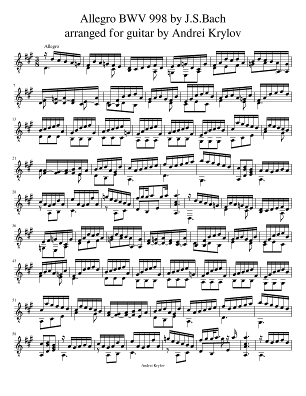 Allegro BWV 998 (arr. Andrei Krylov)