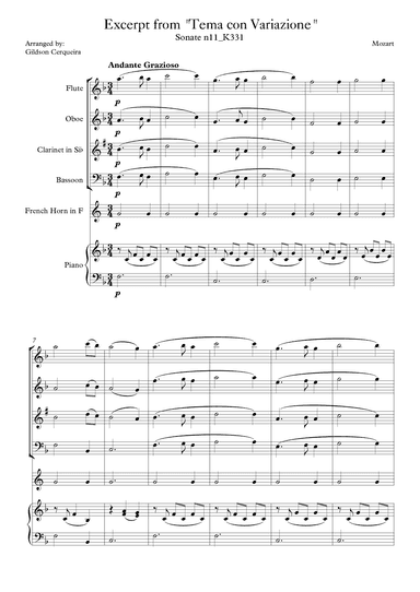 Excerpt from sonate k331 - "Tema con Variazione" (arr. Gildson Cerqueira)