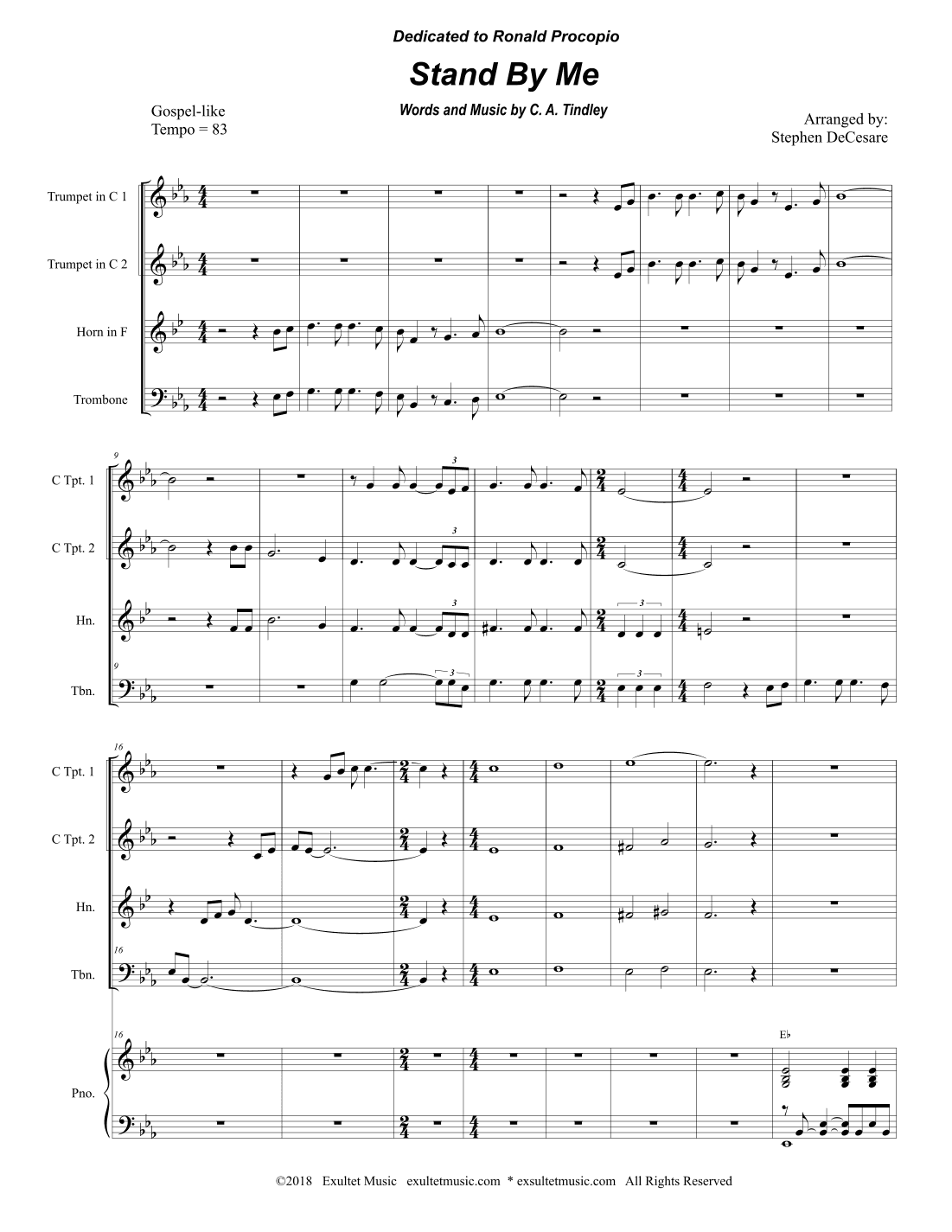 Stand By Me (Brass Quartet and Piano) (arr. Stephen DeCesare)