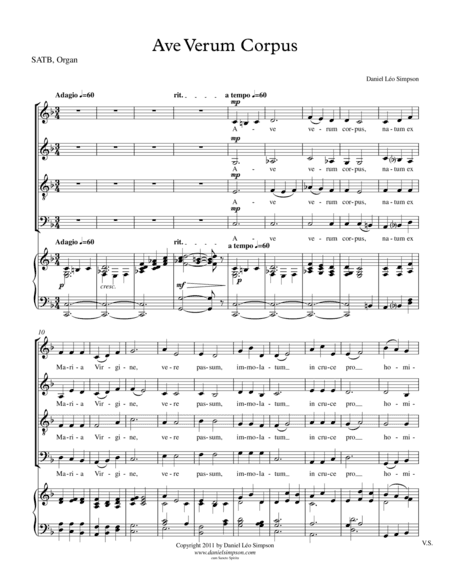 Ave Verum Corpus (SATB, Organ)