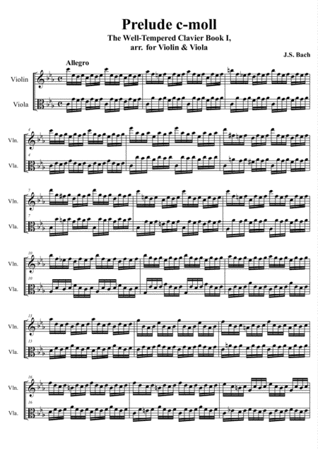 J. S. Bach - Prelude II c-moll from The Well-Tempered Clavier Book I, arr. for Violin & Viola (arr. M. Kutsenko)