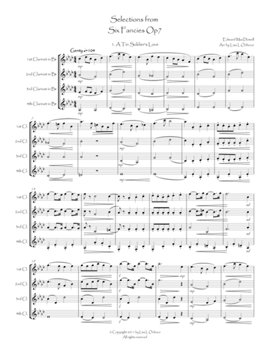 Selections from Six Fancies for Clarinet Quartet (arr. Lisa L Ochoco)