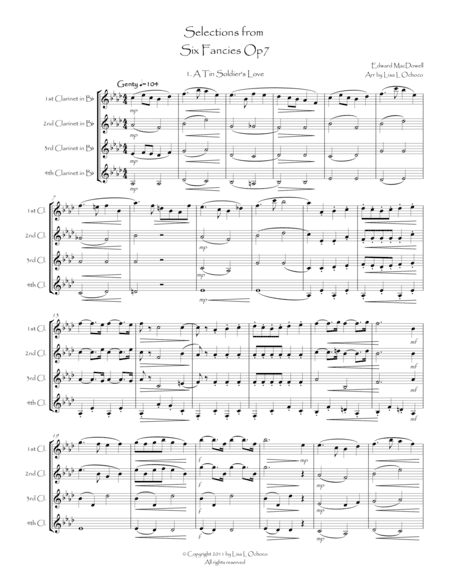 Selections from Six Fancies for Clarinet Quartet (arr. Lisa L Ochoco)