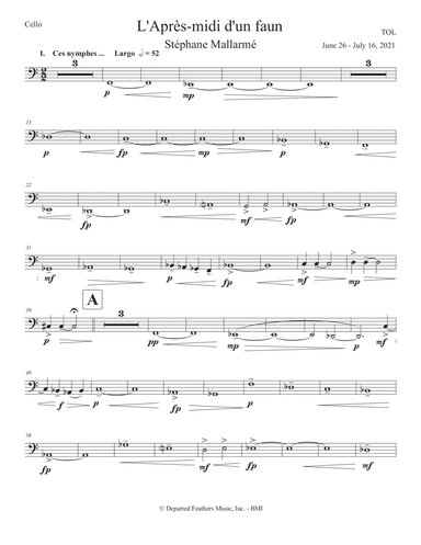 L'Après-midi d'un faun (2021) for soprano and string quartet, cello part