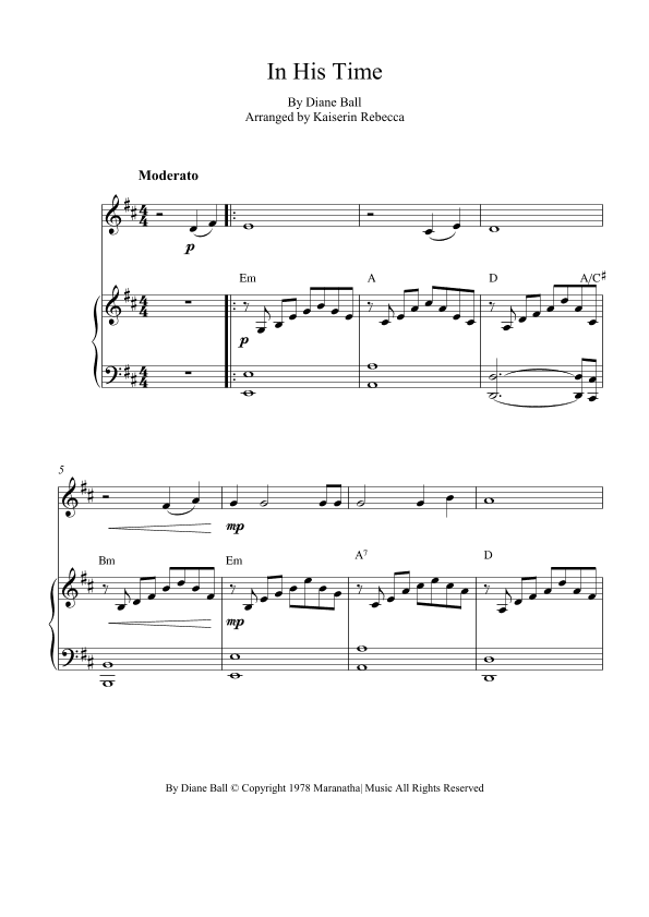 In His Time (arr. Kaiserin Rebecca)