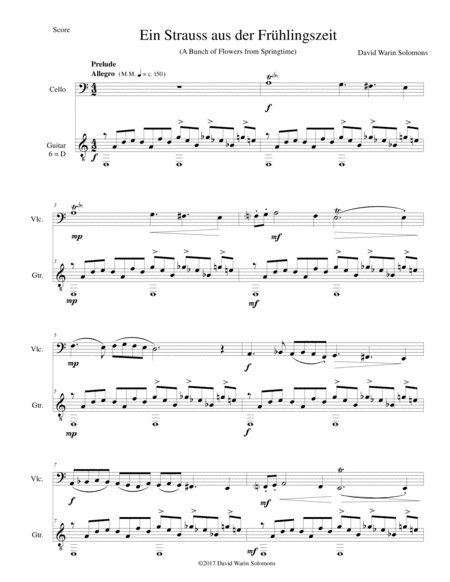 Ein Strauss aus der Frühlingszeit (A bunch of flowers from springtime) for cello and guitar