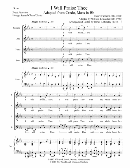 I Will Praise Thee (arr. William F. Sudds, James F. Rickley)