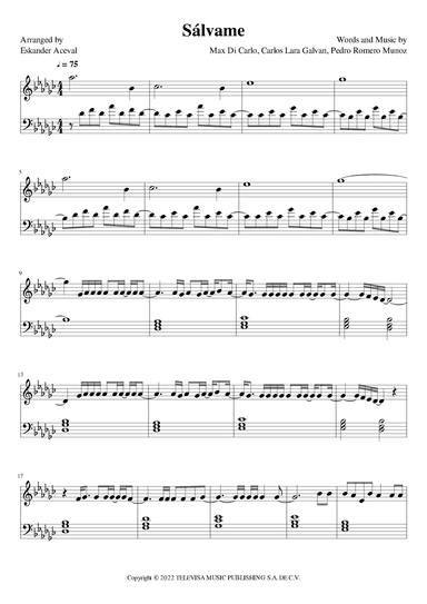 Salvame (arr. Eskander Aceval)