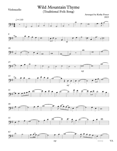Wild Mountain Thyme for Flute and Cello Duet (arr. Katherine L Fraser)