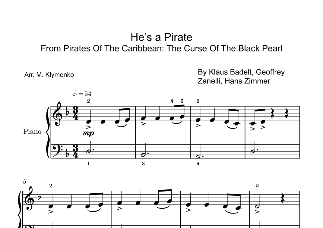 He's A Pirate (arr. M Klymenko)