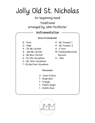 Jolly Old Saint Nicholas - for beginning/young band (arr. John McAllister)