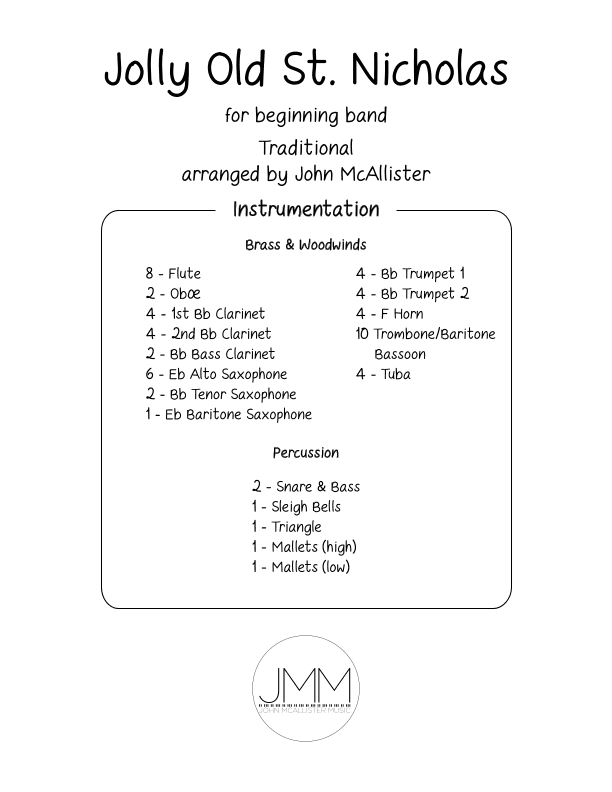Jolly Old Saint Nicholas - for beginning/young band (arr. John McAllister)
