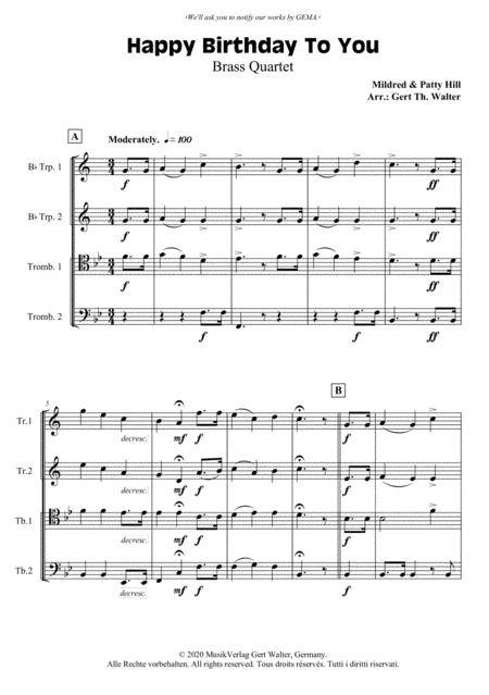 Happy Birthday To You (arr. Gert Th. Walter)