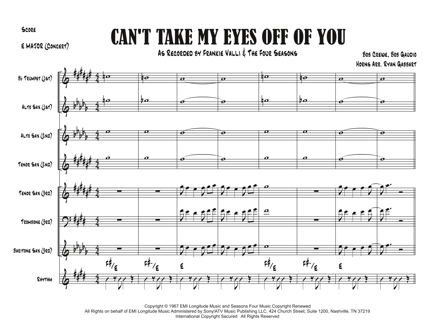 Can't Take My Eyes Off Of You (arr. Ryan Gabbart)