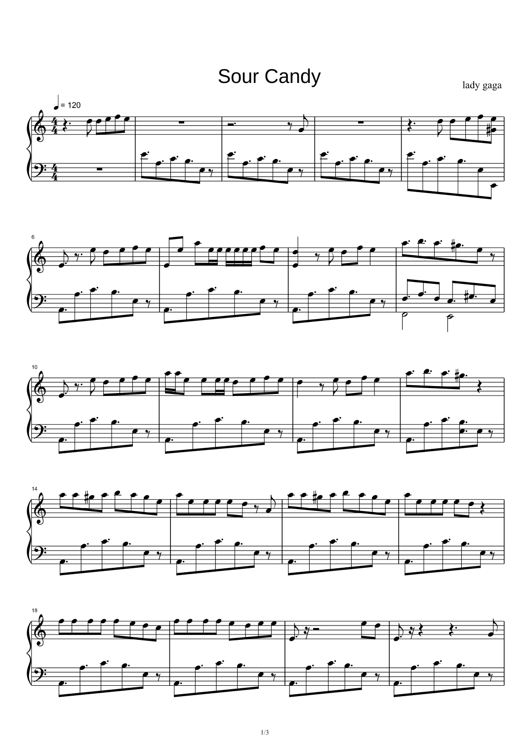 Sour Candy (arr. Lady Gaga)