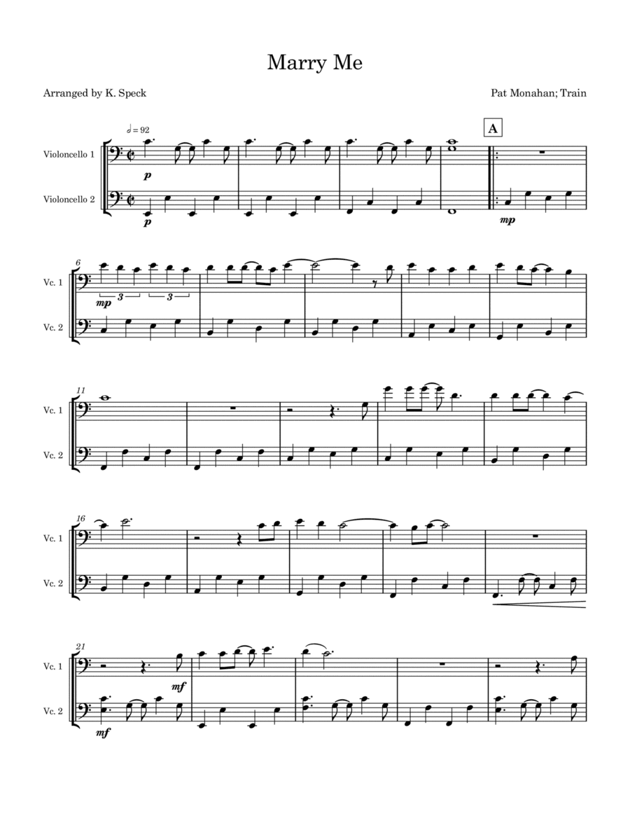 Marry Me (arr. K. Speck)