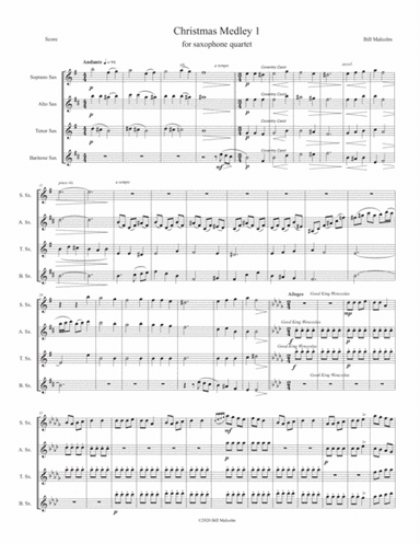 Christmas Medley 1 for saxophone quartet (arr. Bill Malcolm)