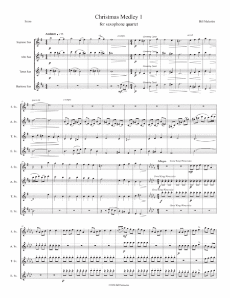 Christmas Medley 1 for saxophone quartet (arr. Bill Malcolm)