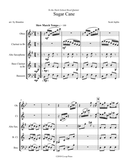 Sugar Cane for Reed Quintet (arr. Sy Brandon)