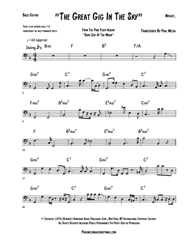 The Great Gig In The Sky (arr. P Welsh)