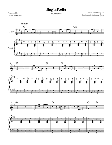 Jingle Bells (for violin solo, with piano) (arr. Daniel Nakamura)