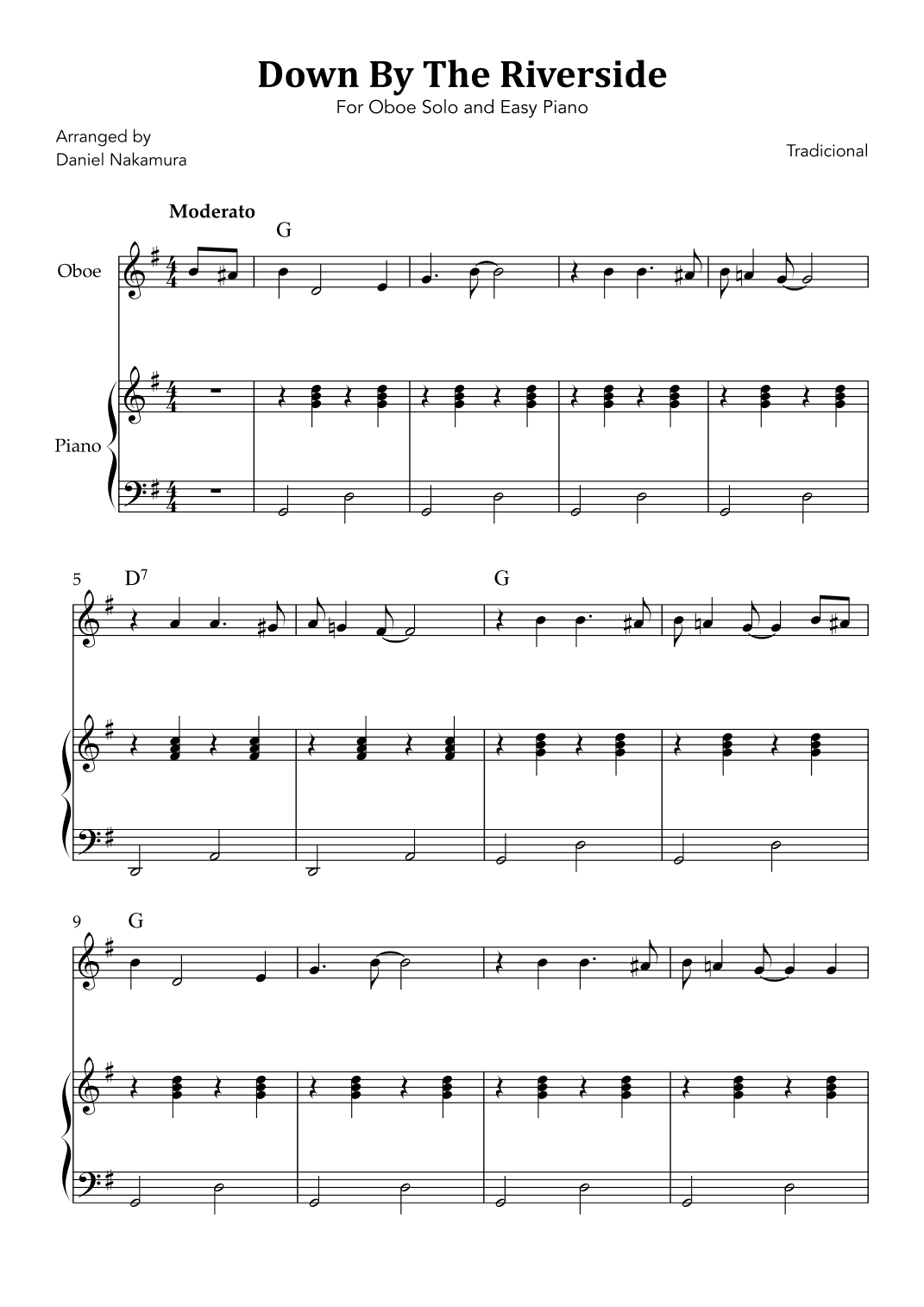 Down By The Riverside (For Oboe with Easy Piano) (arr. Daniel Nakamura)