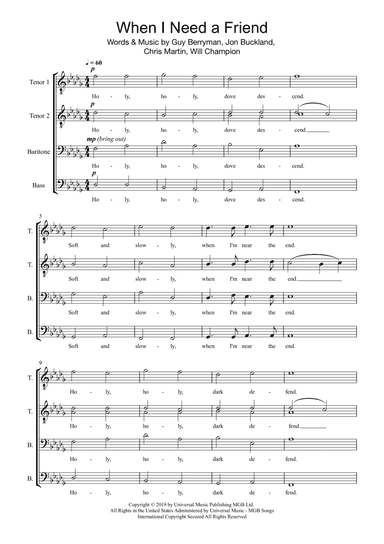 When I Need A Friend (arr. Sam Harrop)