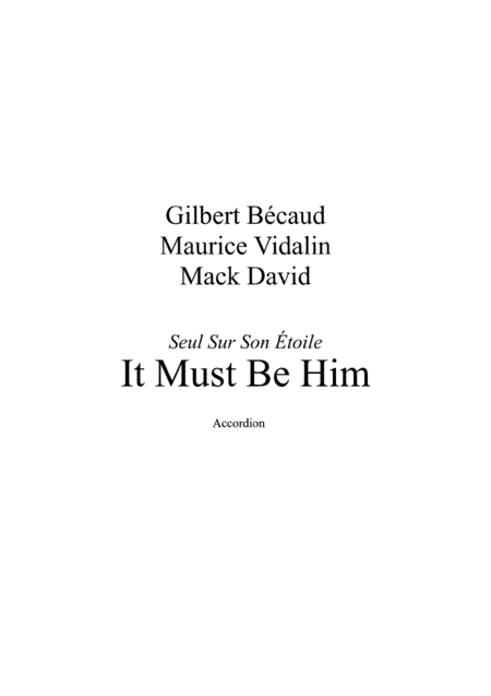 It Must Be Him (arr. Alois Bouda)