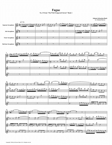 Fugue 15 from Well-Tempered Clavier, Book 1 (Saxophone Quartet) (arr. Richard Byrnes)