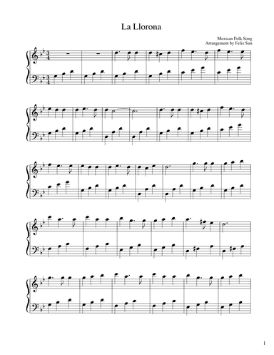 La Llorona (Beautiful Easy Piano Solo) - Mexican Folk Song (arr. Felix Sun)