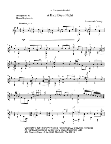 A Hard Day's Night (arr. Dusan Bogdanovic)