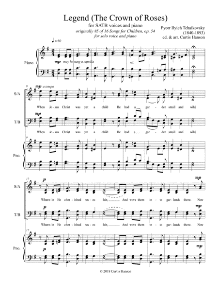 Legend - The Crown of Roses (SATB) (arr. Curtis Hanson)