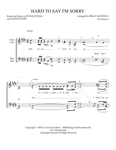 Hard To Say I'm Sorry (arr. Mastrull Charts)
