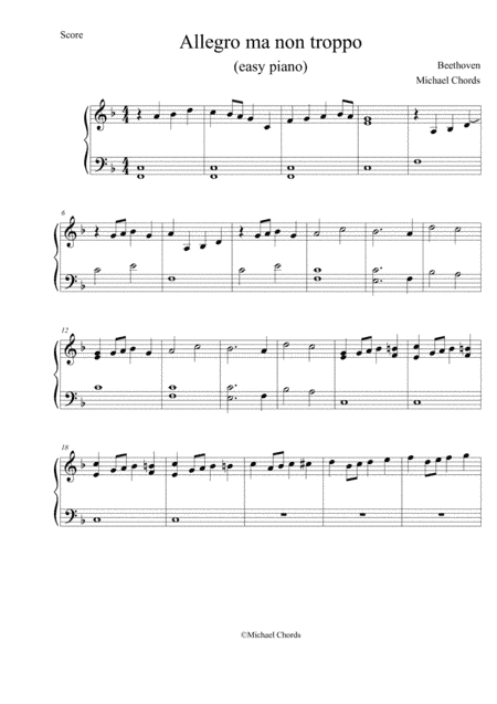 Symphony No. 6 "Pastoral", first movement EASY PIANO (arr. pianoplayer)