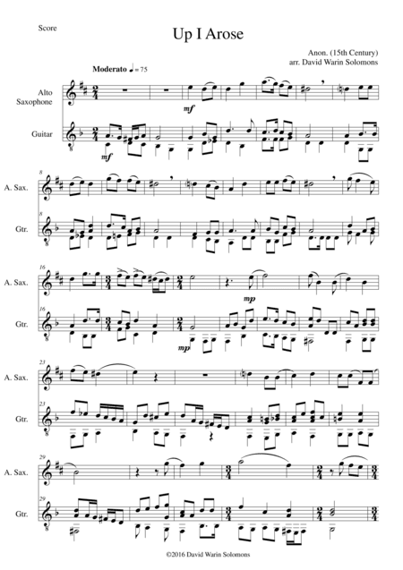 Up I arose in verno tempore for alto saxophone and guitar (arr. David Warin Solomons)