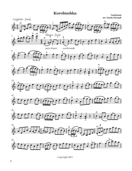 Korobushka, for Solo Violin (arr. Sandy Herrault)