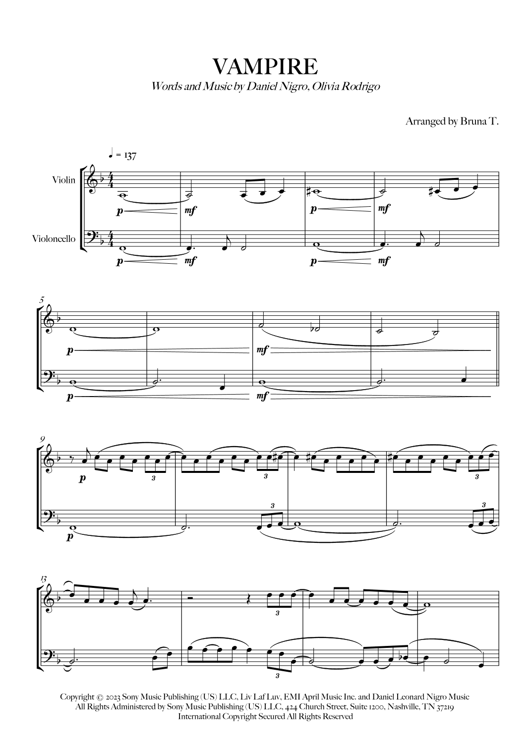 Vampire (arr. Bruna T.)