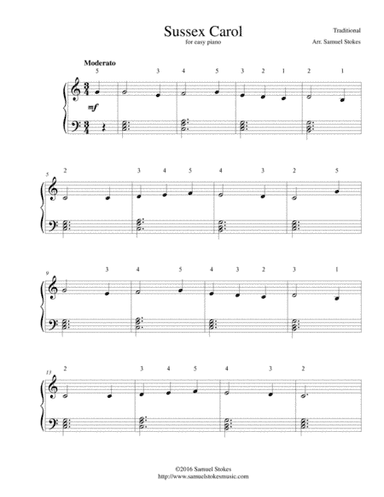 Sussex Carol (On Christmas Night All Christians Sing) - for easy piano (arr. Samuel Stokes)