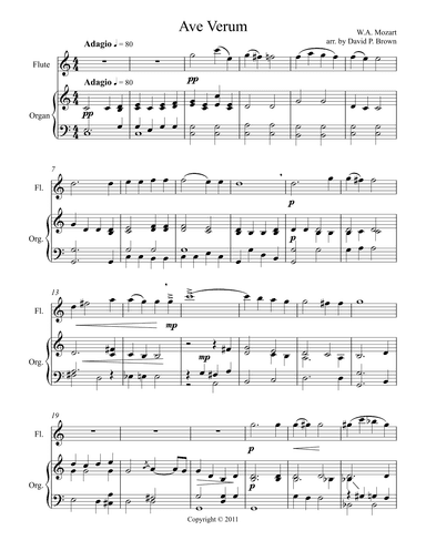 Ave Verum for Solo Flute and Organ (arr. David Brown)